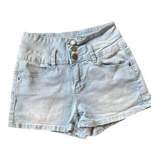 💲2/$15 Eclipse Tattoo Light Wash High Rise Cotton Y2K Jean Shorts - Size 1